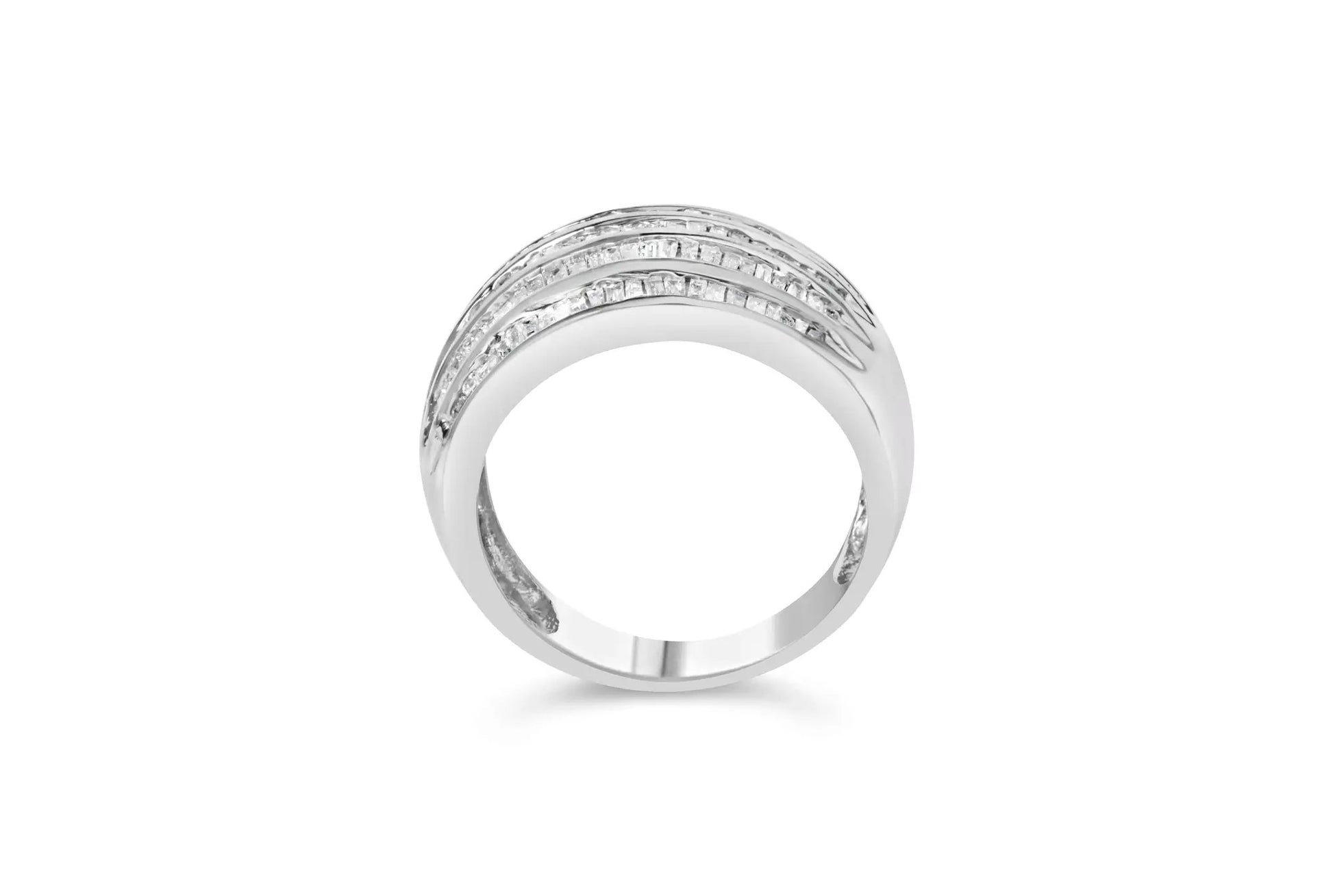 Sterling silver 6-row baguette diamond domed channel ring, 1.0 cttw, size 6.5, Bids.com on Tampa Home & Garden Store