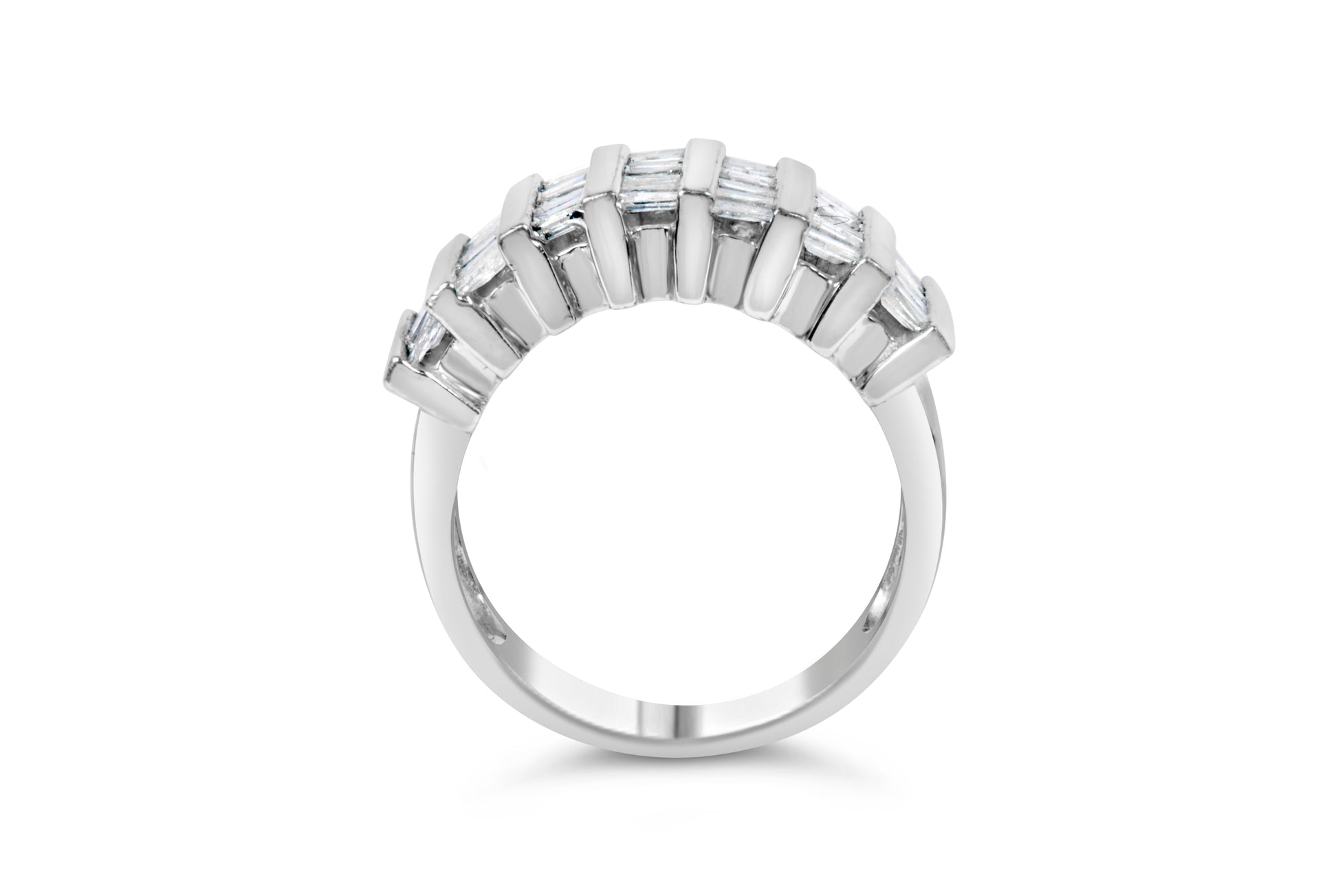 Sterling silver ring with 1.0 cttw baguette diamonds in vertical channel, fluted rows Bids.com on Tampa Home & Garden Store