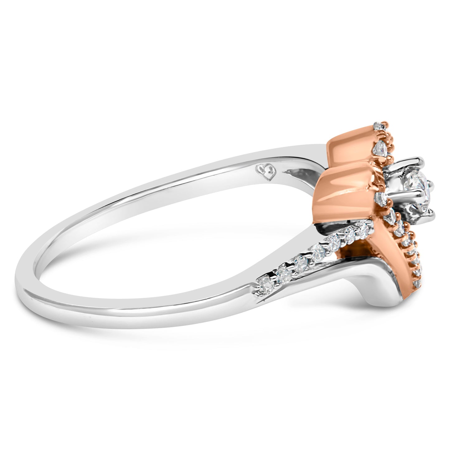 Open Heart Diamond Ring by Bids.com, 10K rose gold over .925 sterling silver, split shank on Tampa Home & Garden Store
