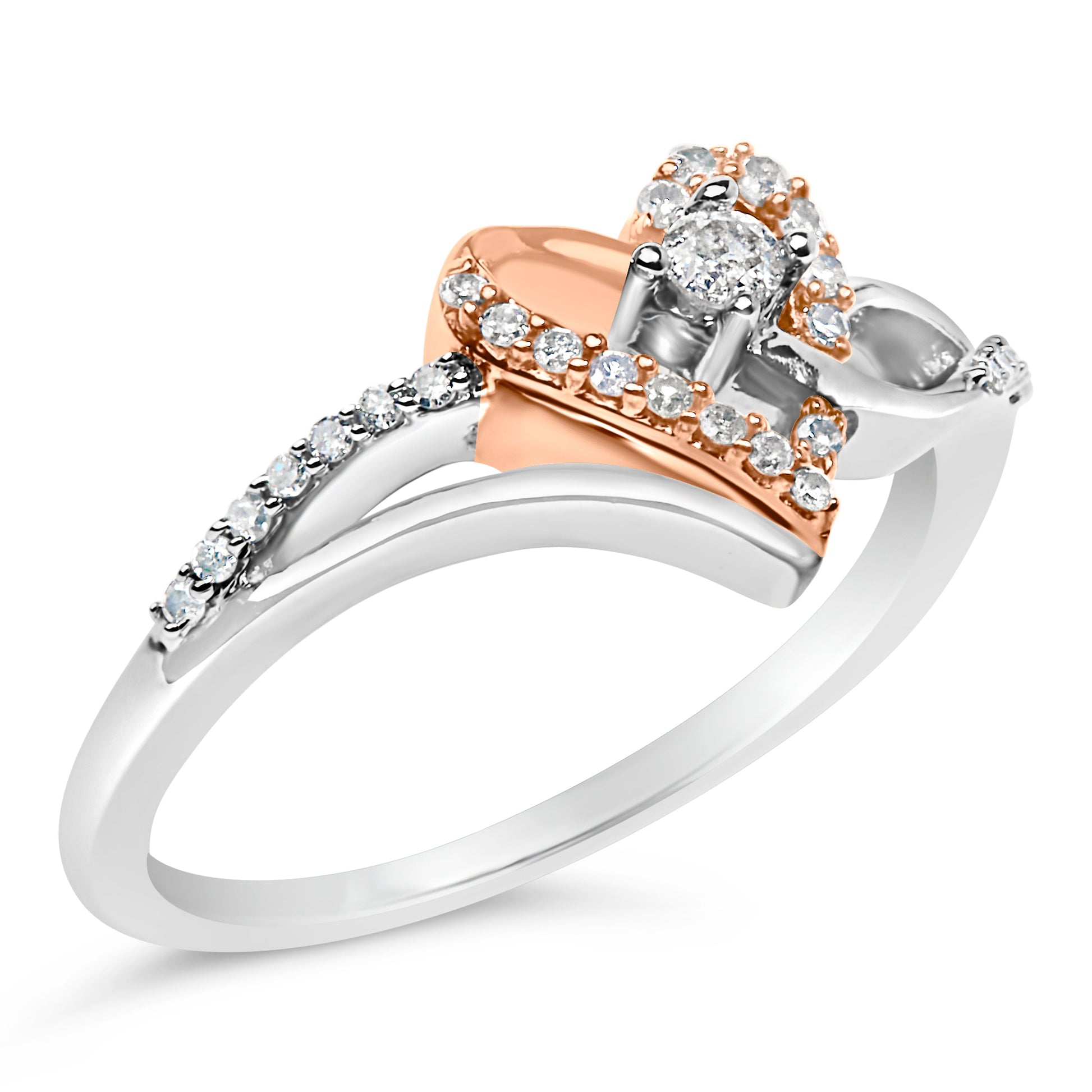 Open heart diamond ring, 10K rose gold over sterling silver, split shank, I-J, I2-I3 on Tampa Home & Garden Store