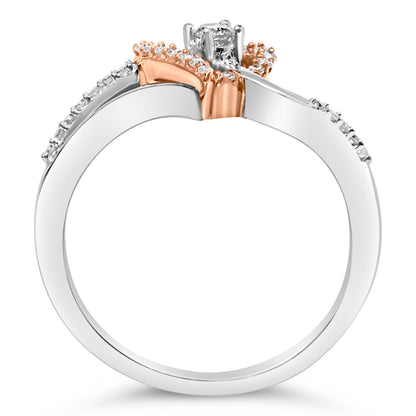 Cocktail ring 10K rose gold over sterling silver diamonds split shank open heart on Tampa Home & Garden Store