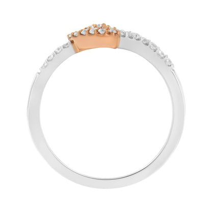 Two-tone diamond ring with rose gold over sterling silver, open heart motif, size 6 on Tampa Home & Garden Store