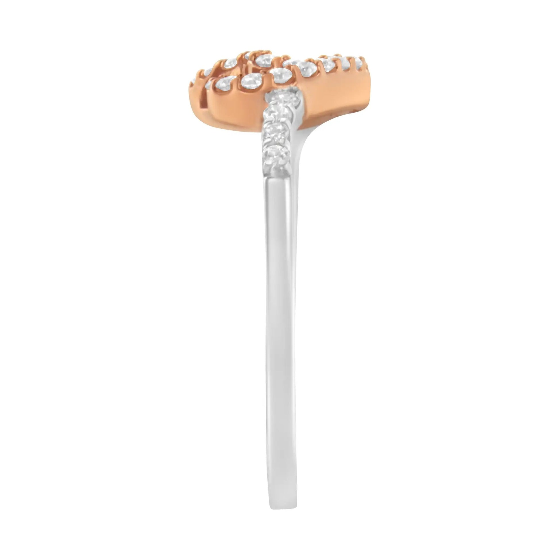 Two-tone rose gold over sterling silver open heart diamond ring size 6 with 1/5 ct tw I-J I2-I3 by Bids.com on Tampa Home & Garden Store