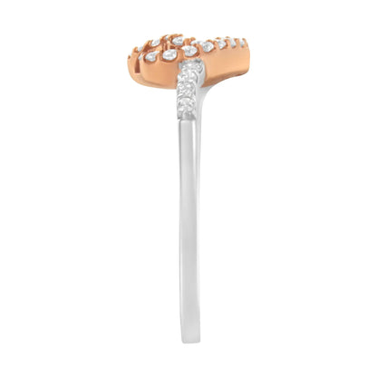 Two-tone rose gold over sterling silver open heart diamond ring size 6 with 1/5 ct tw I-J I2-I3 by Bids.com on Tampa Home & Garden Store