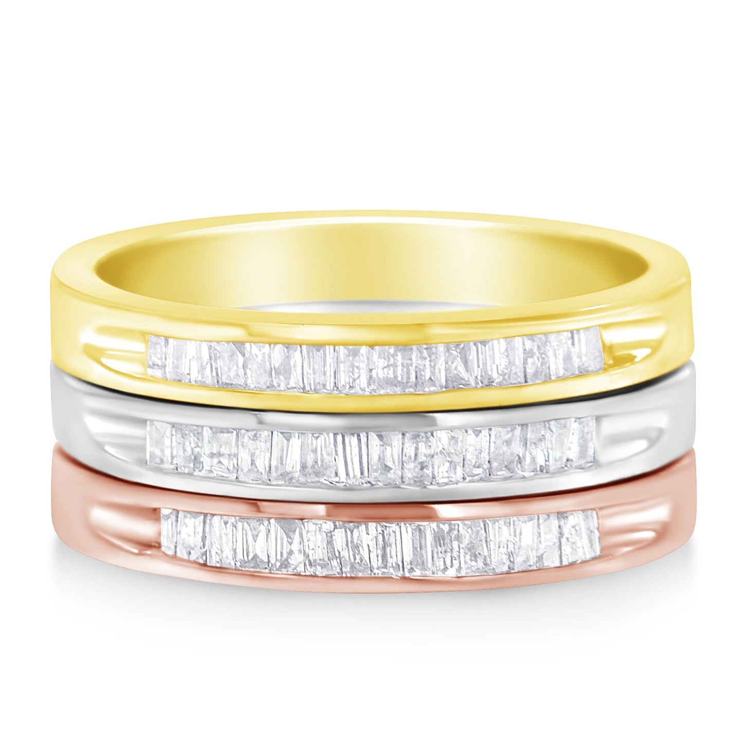 Stackable diamond ring set in tri-color 10K gold over sterling silver, 5/8 cttw by Bids.com on Tampa Home & Garden Store