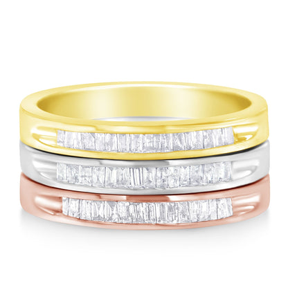 Stackable diamond ring set in tri-color 10K gold over sterling silver, 5/8 cttw by Bids.com on Tampa Home & Garden Store