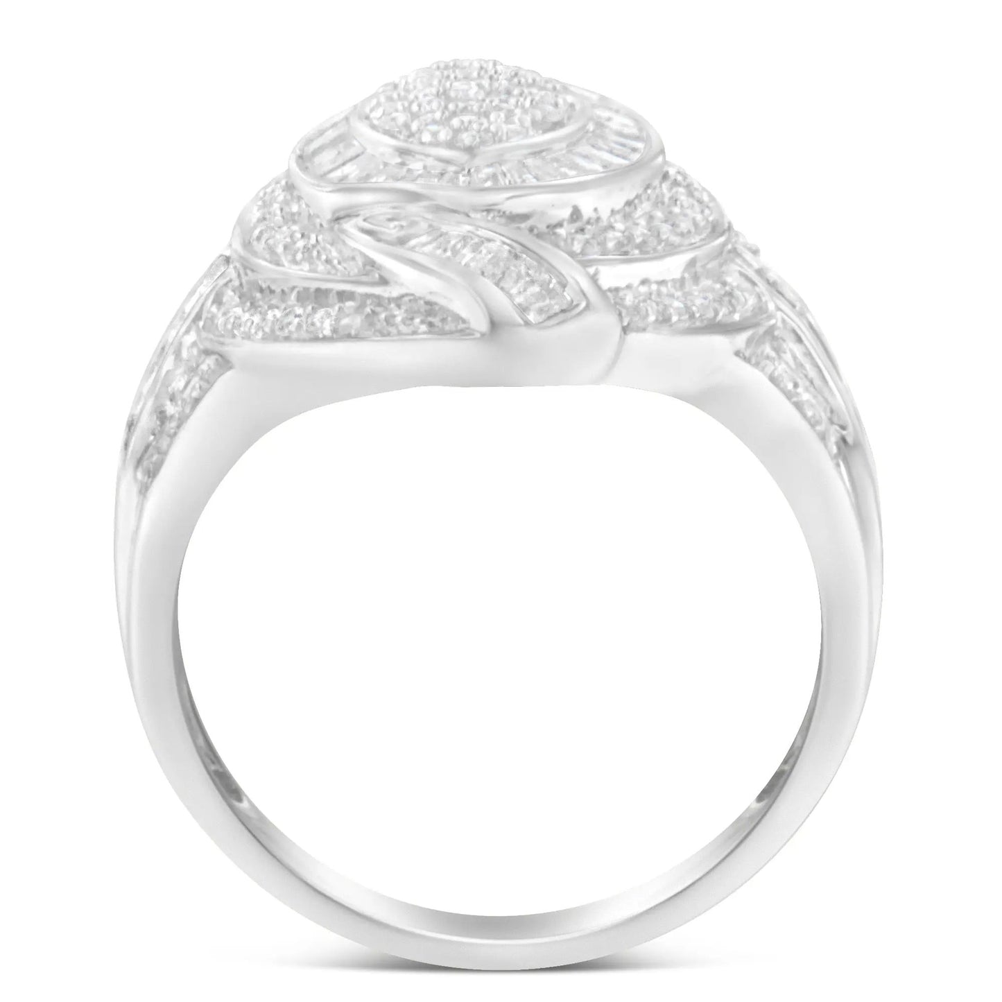 Sterling silver ring with marquise diamond cluster and halo knot, 1-1/8 Cttw, size 6 on Tampa Home & Garden Store
