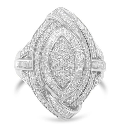 Ring .925 sterling silver diamond cluster knot with marquise triple halo size 6, Bids.com on Tampa Home & Garden Store