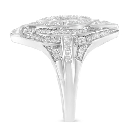 Sterling silver diamond ring with marquise cluster, triple halo and knot design, size 6 on Tampa Home & Garden Store