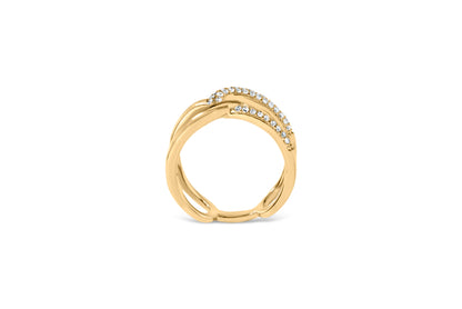Ring 18K yellow gold plated sterling silver open crossover band with 1/4 cttw diamonds on Tampa Home & Garden Store