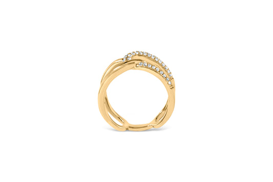 Ring 18K yellow gold plated sterling silver open crossover band with 1/4 cttw diamonds on Tampa Home & Garden Store