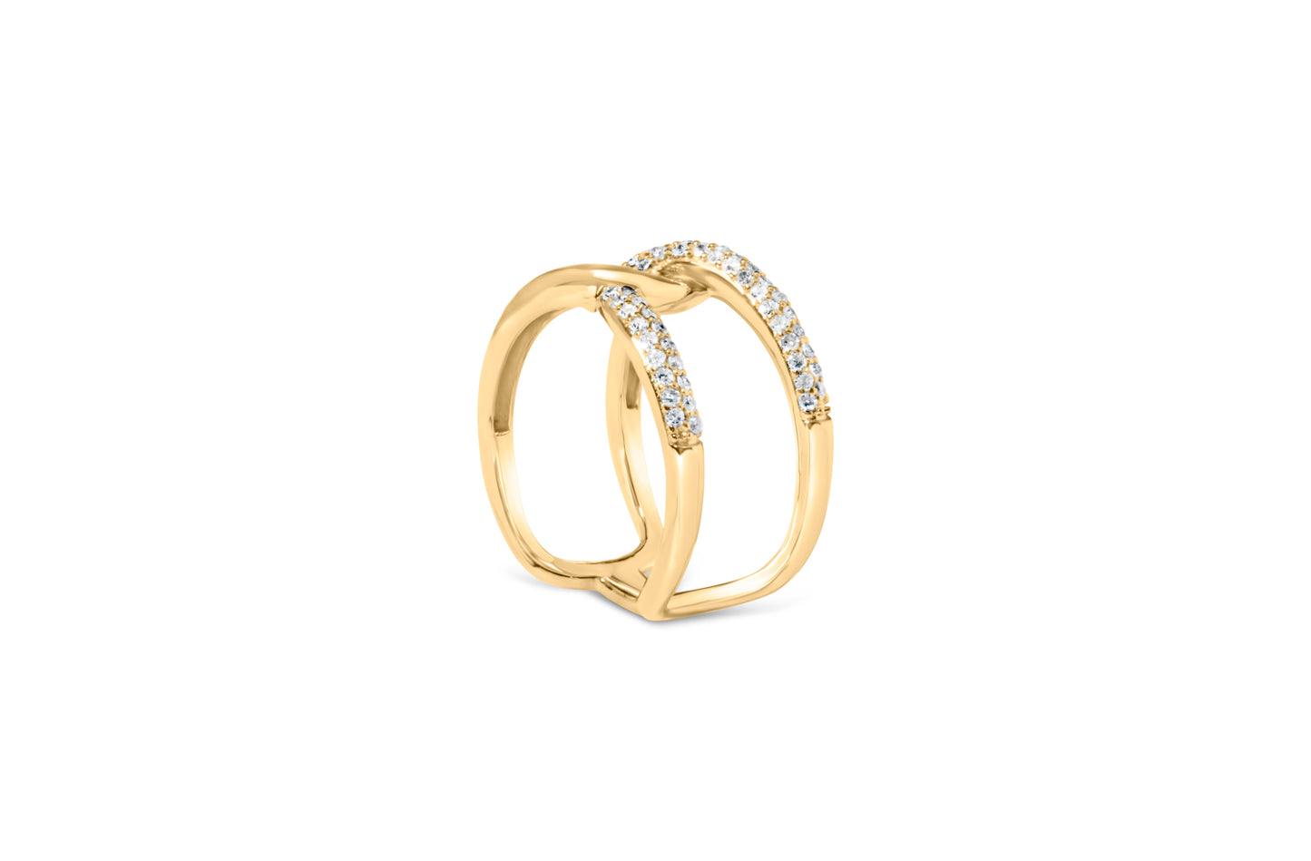 Rings open crossover diamond rings in 18K yellow gold plated sterling silver, 1/4 ct tw on Tampa Home & Garden Store