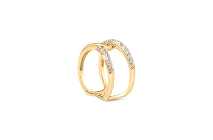Rings open crossover diamond rings in 18K yellow gold plated sterling silver, 1/4 ct tw on Tampa Home & Garden Store