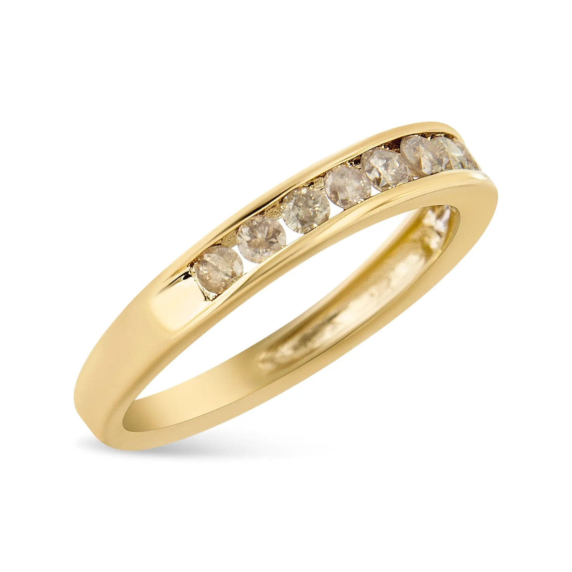 Bids.com 11-stone champagne diamond channel band ring in yellow gold plated over sterling silver on Tampa Home & Garden Store