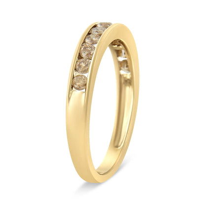 Bids.com 11-stone champagne diamond channel band ring in 14K yellow gold plated .925 sterling silver on Tampa Home & Garden Store