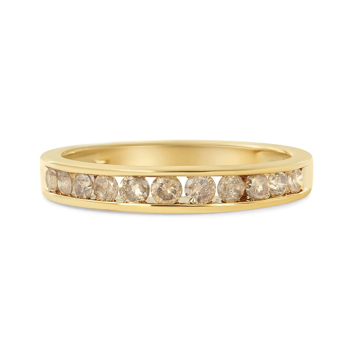 Champagne diamond channel ring in 14K yellow gold plated metal, 11-stone, size 7, Bids.com on Tampa Home & Garden Store