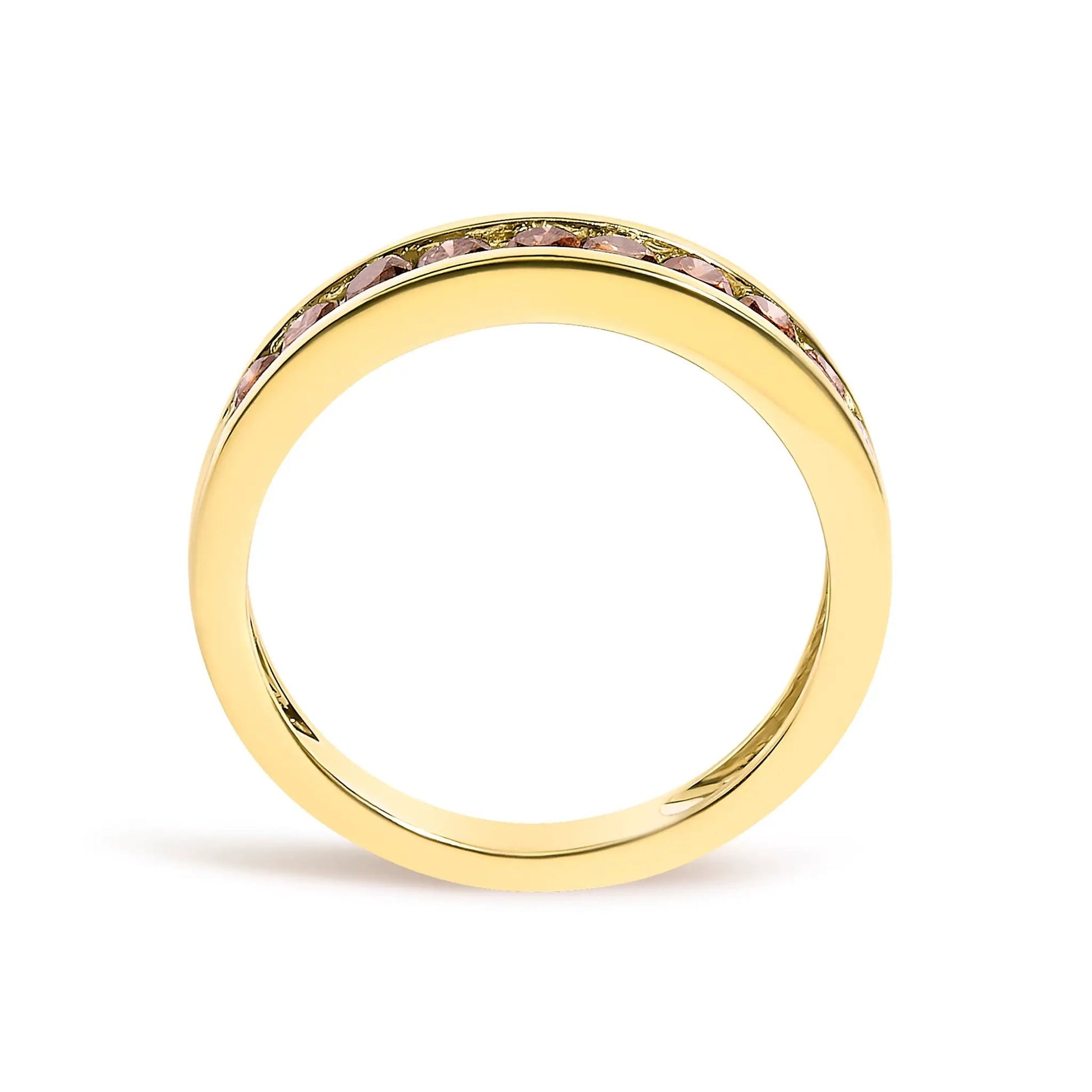 11-stone champagne channel ring in 14K yellow gold plated sterling silver, K-L I1-I2, size 7 on Tampa Home & Garden Store