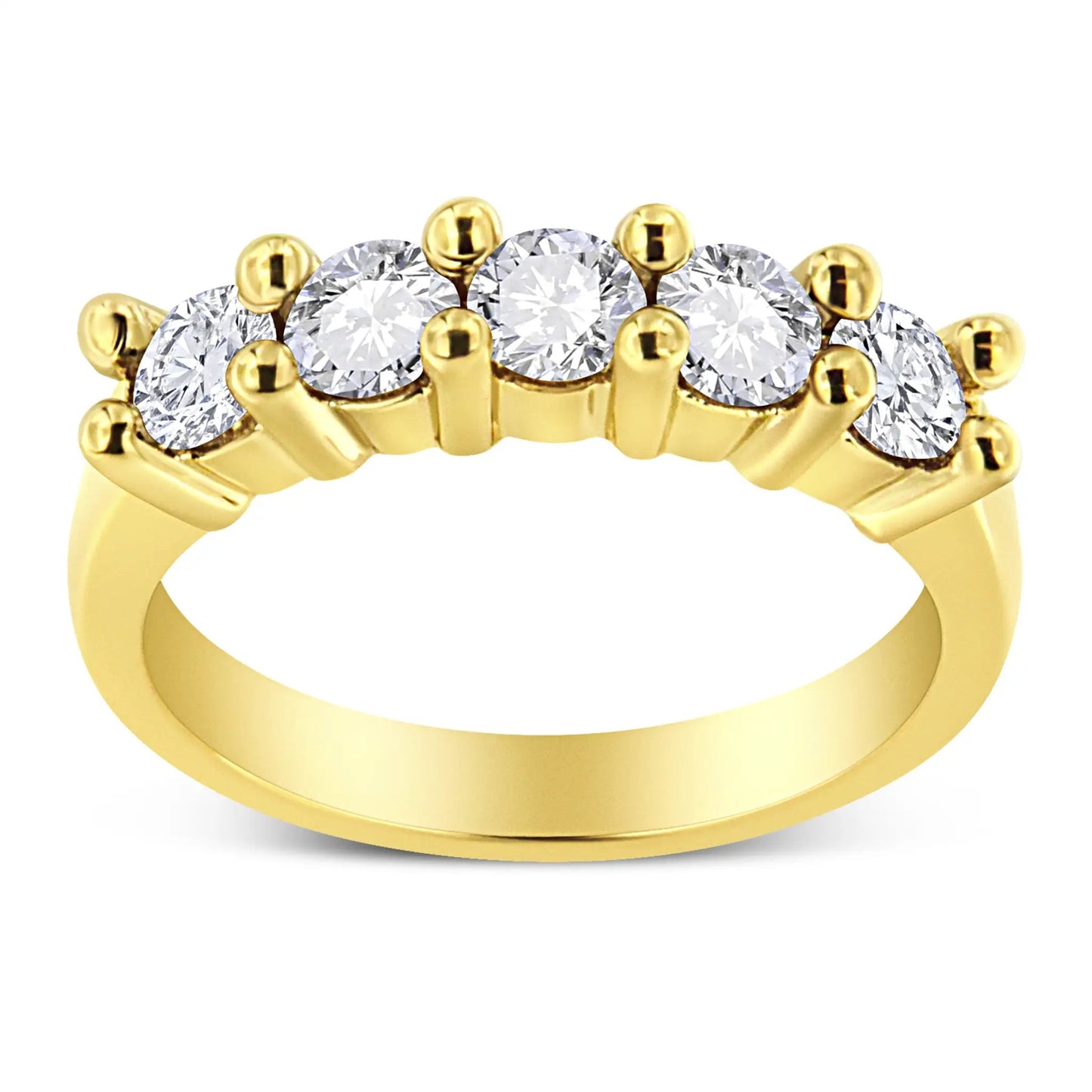 5-stone diamond ring in yellow gold plated .925 sterling silver with shared prong-set round diamonds on Tampa Home & Garden Store