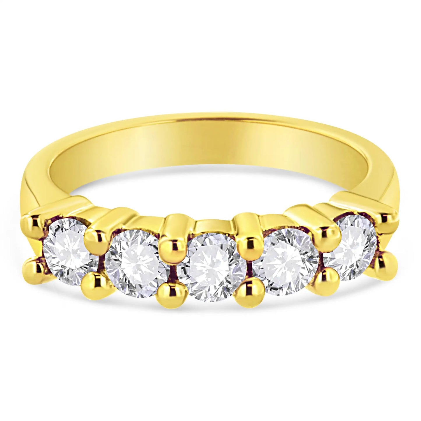 Gold plated sterling silver 5-stone diamond band ring with shared-prong diamonds, size 7 on Tampa Home & Garden Store