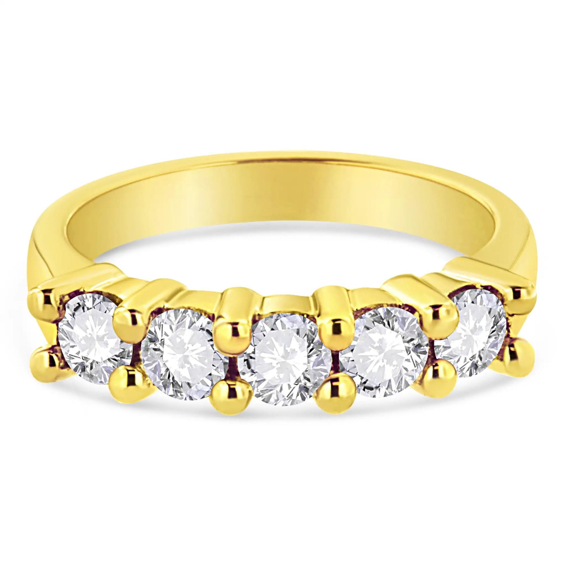 Gold plated sterling silver 5-stone diamond band ring with shared-prong diamonds, size 7 on Tampa Home & Garden Store