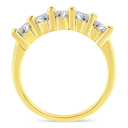 5-stone diamond band ring gold-plated 14K yellow gold over sterling silver, shared prong-set on Tampa Home & Garden Store