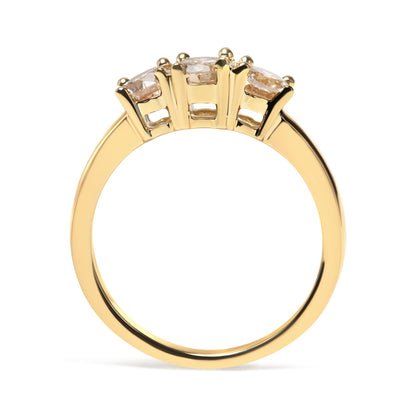 10K yellow gold three-stone ring with champagne diamonds prong-set across crown on Tampa Home & Garden Store