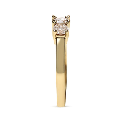 Ring in 10K yellow gold champagne diamond 3-stone band, size 7 on Tampa Home & Garden Store