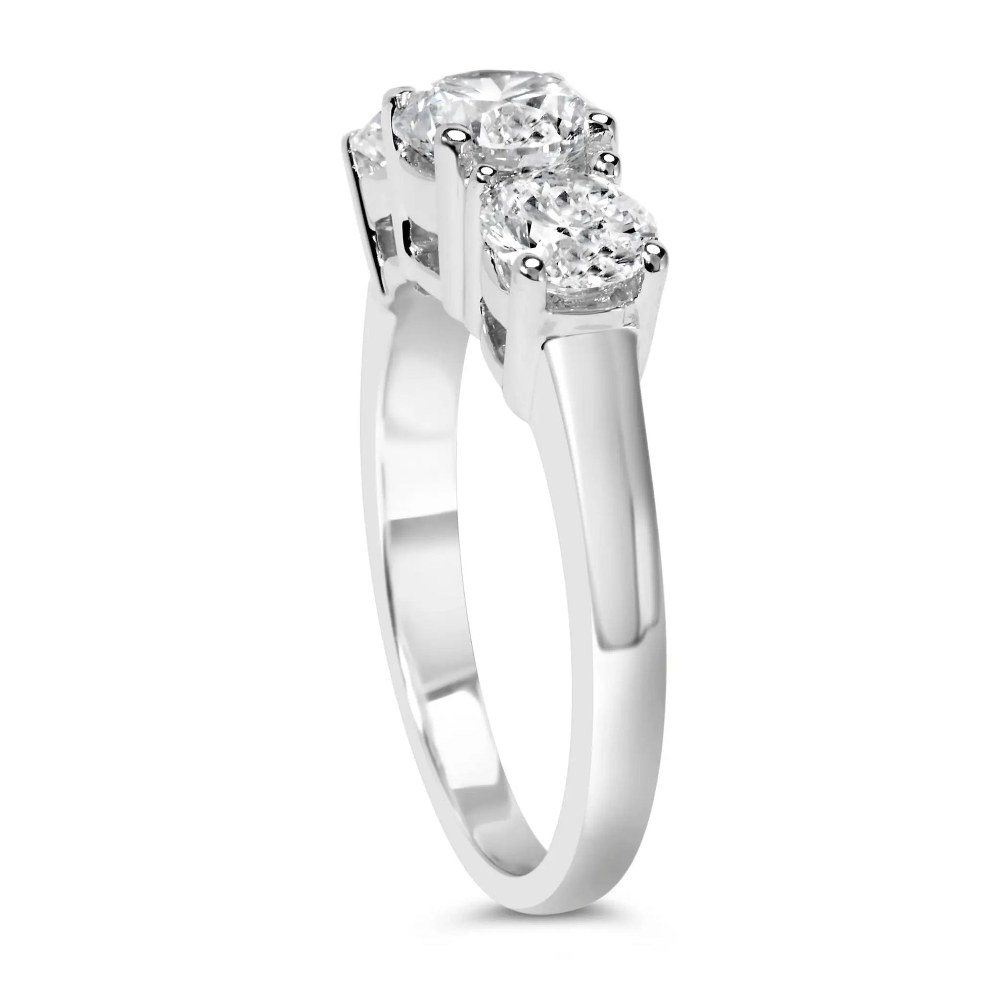 14K white gold 3-stone lab-grown diamond ring by Bids.com with two diamonds on the band Store on Tampa Home & Garden Store