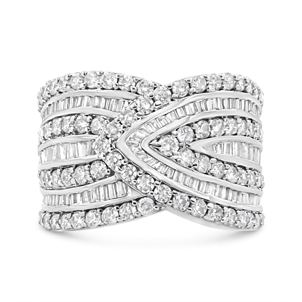 Sterling silver diamond multi-row overlay band ring, 2 3/8 ctw, size 7 on Tampa Home & Garden Store