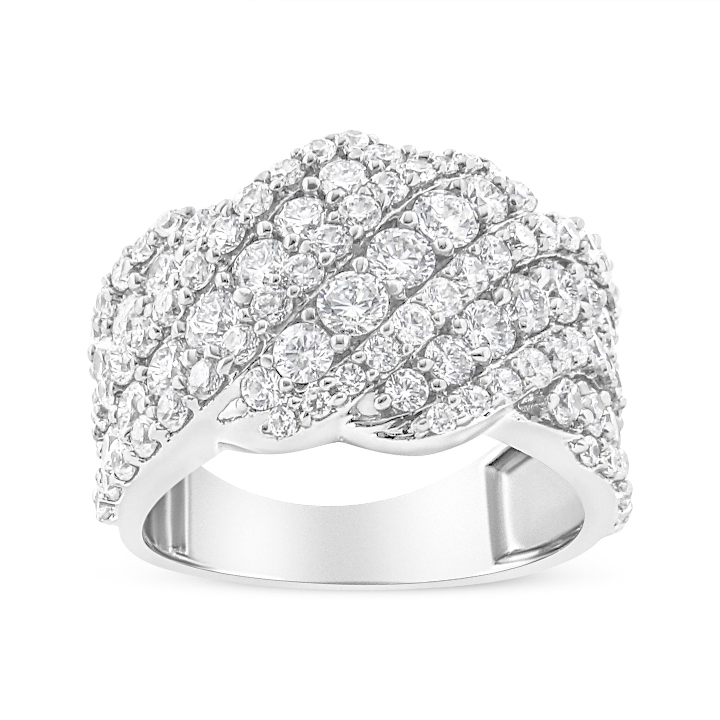 Bids.com 10K white gold diamond multi-row cluster ring, 3.00 cttw, I-J color, I3 clarity, size 7 on Tampa Home & Garden Store