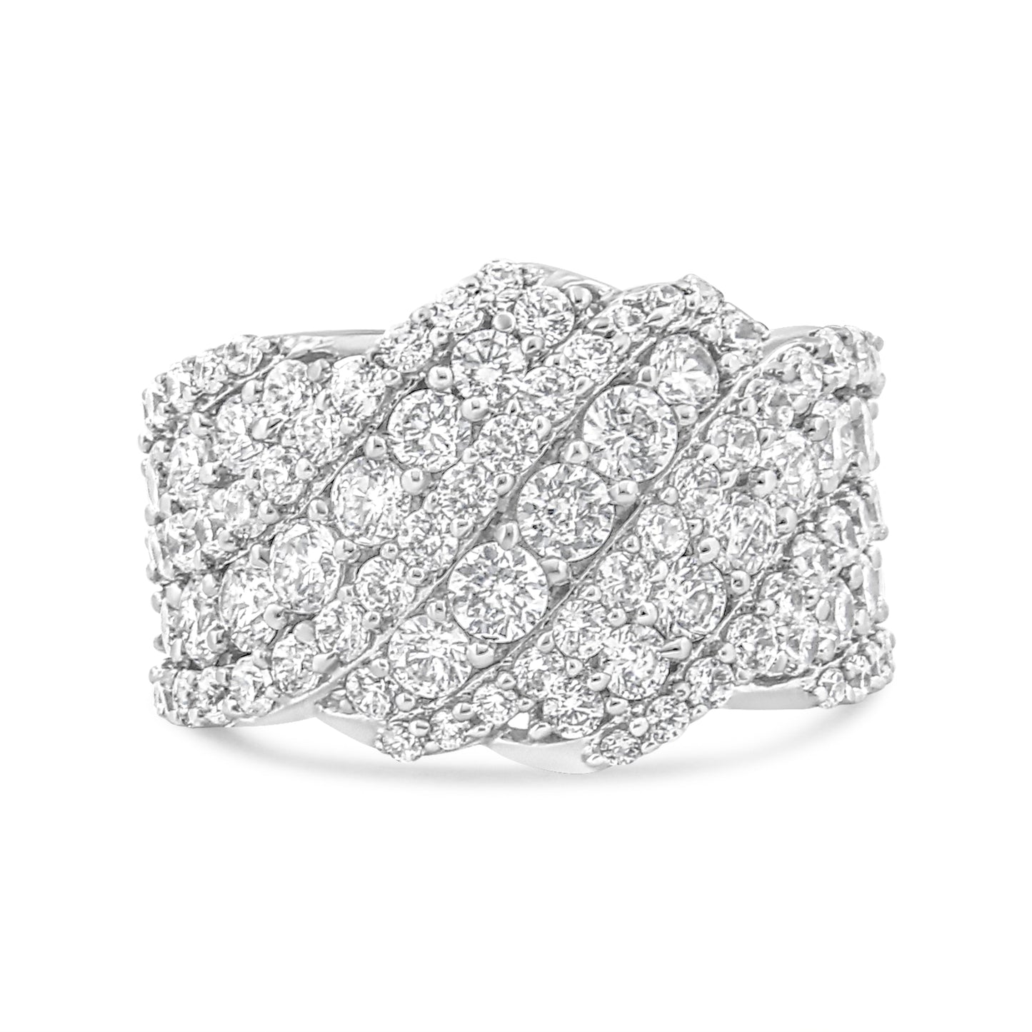 10K white gold diamond multi-row cluster band ring, 3.00 cttw, size 7, Bids.com on Tampa Home & Garden Store