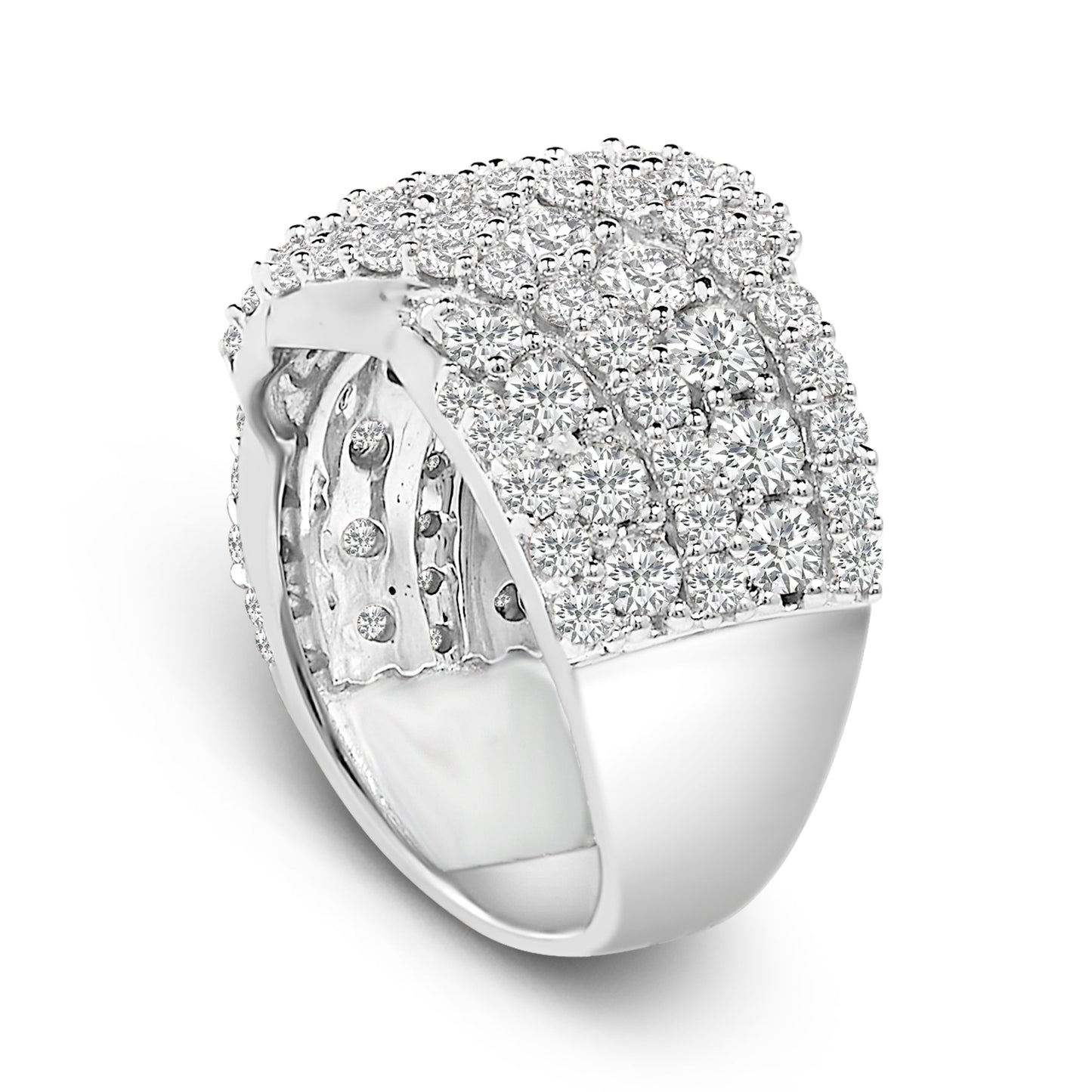 10K white gold diamond multi-row cluster ring, 3.00 cttw, I-J color, I3 clarity, size 7 on Tampa Home & Garden Store