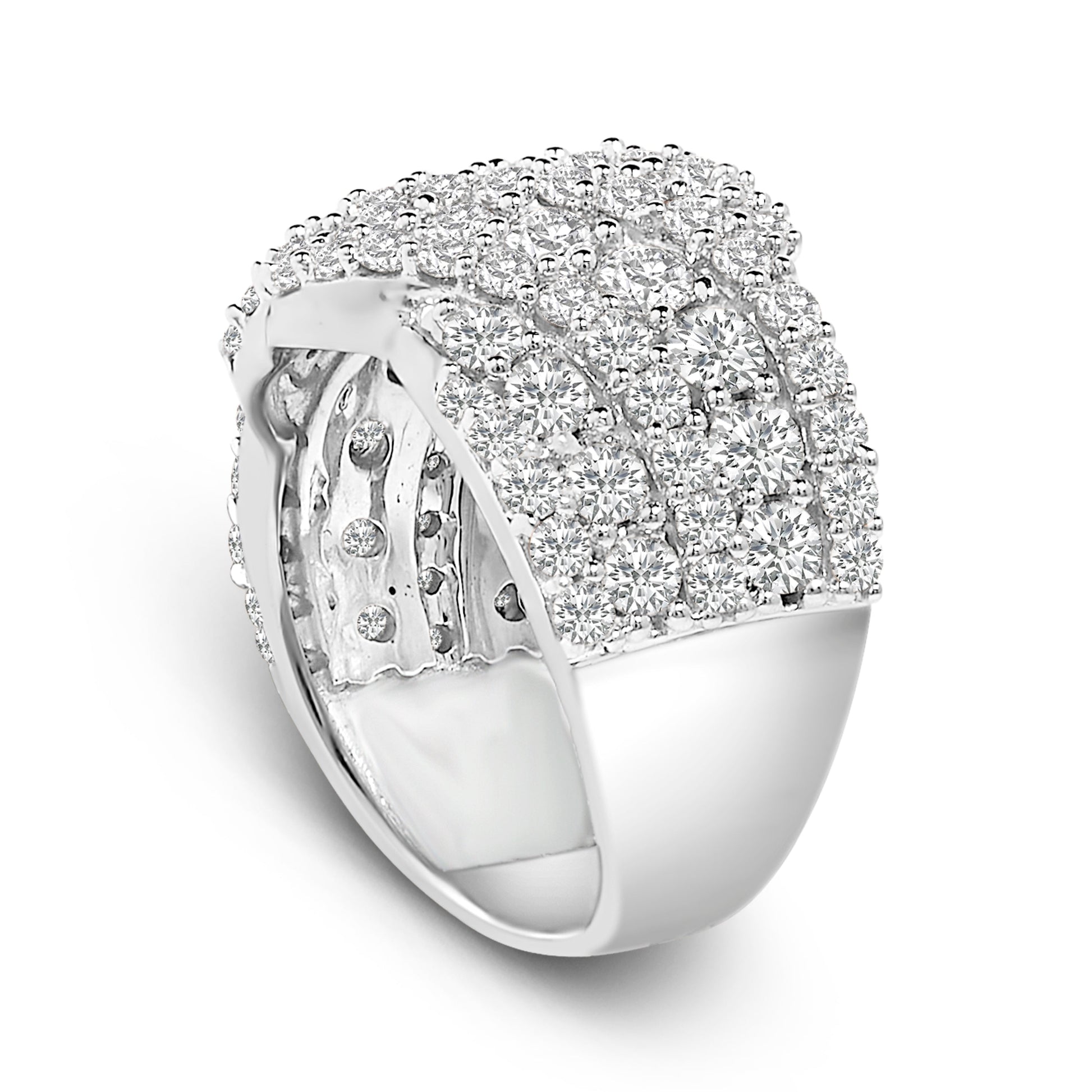 10K white gold diamond multi-row cluster ring, 3.00 cttw, I-J color, I3 clarity, size 7 on Tampa Home & Garden Store