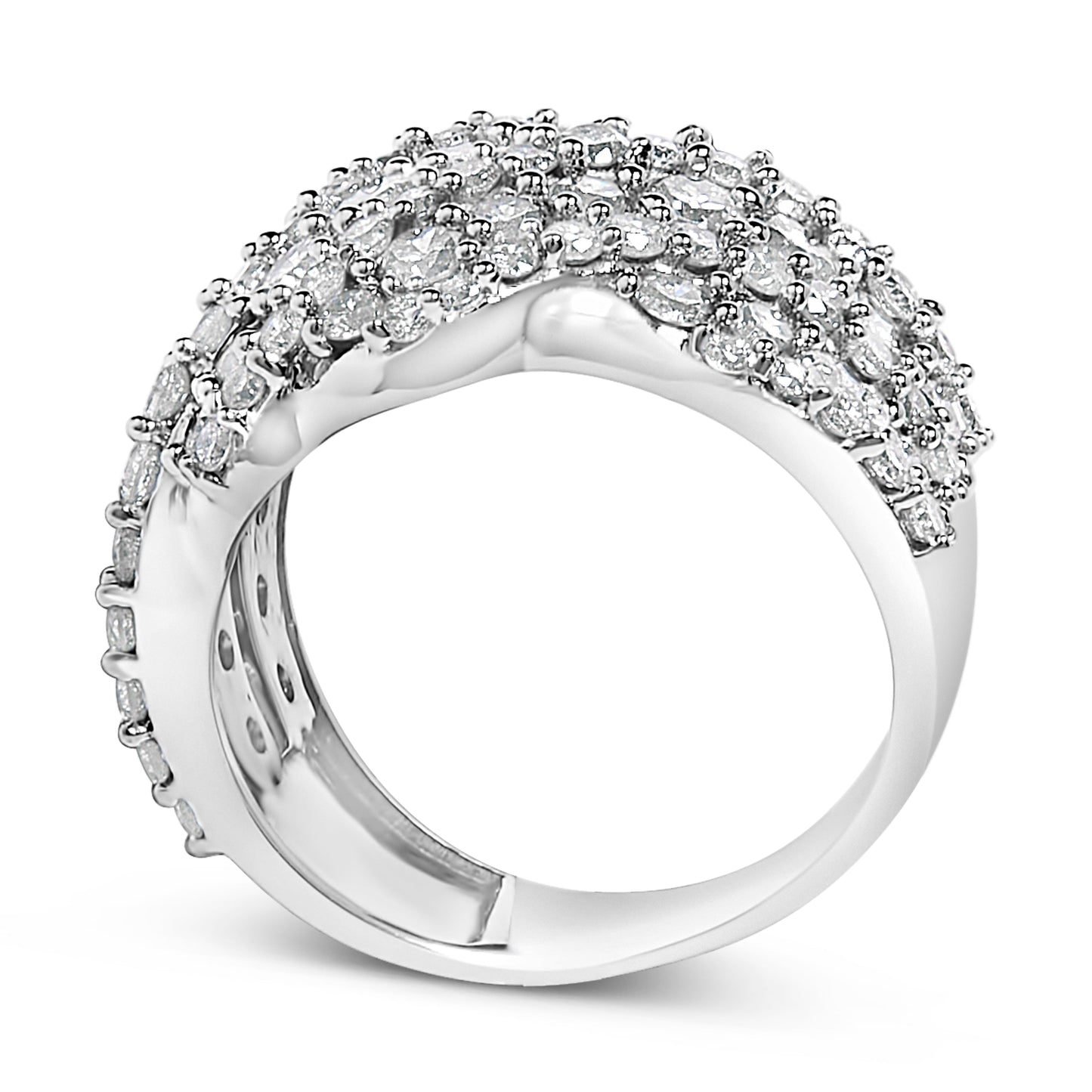Diamond ring 10K white gold 3.00 Cttw multi-row diamond cluster band size 7 on Tampa Home & Garden Store