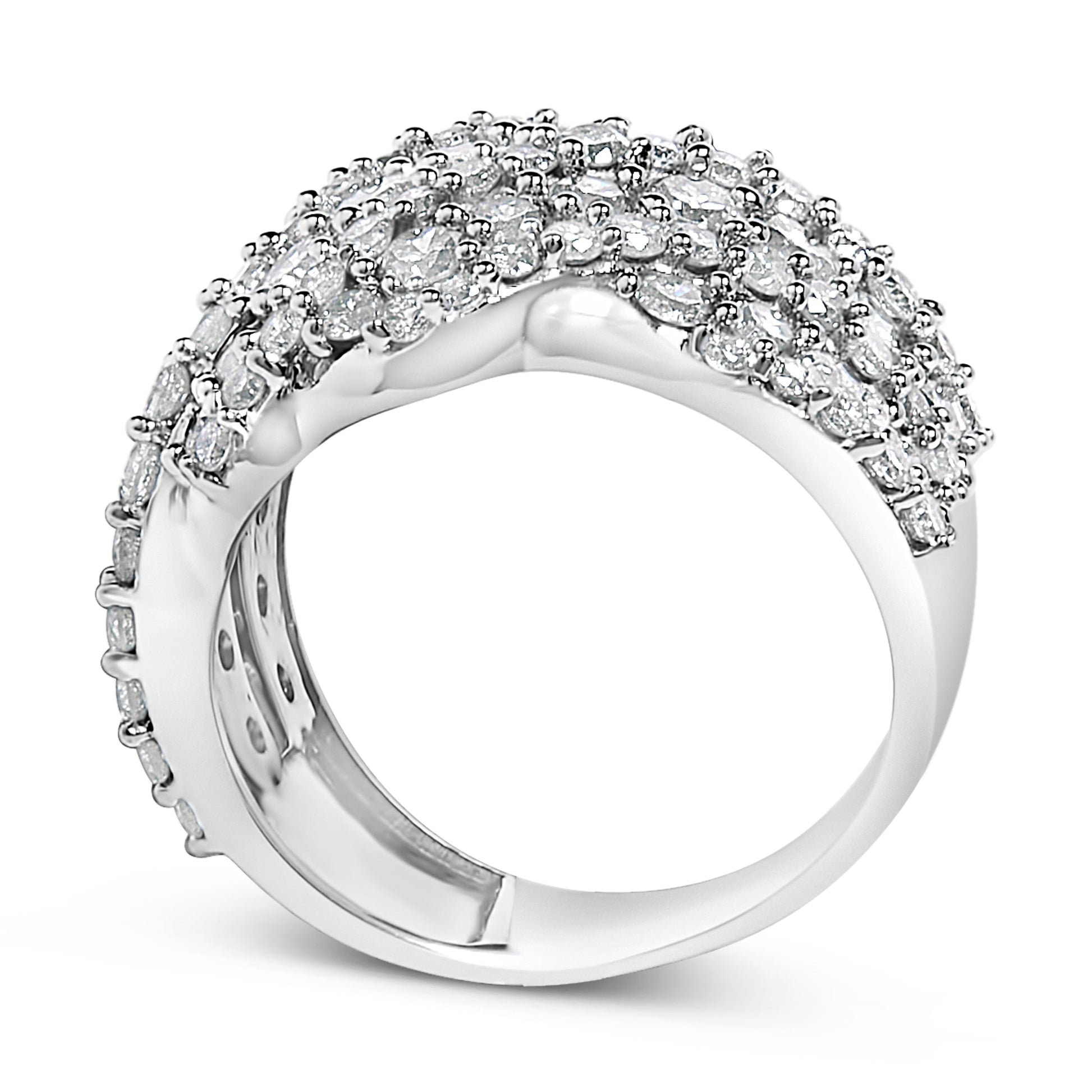 Diamond ring 10K white gold 3.00 Cttw multi-row diamond cluster band size 7 on Tampa Home & Garden Store