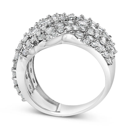 Diamond ring 10K white gold 3.00 Cttw multi-row diamond cluster band size 7 on Tampa Home & Garden Store