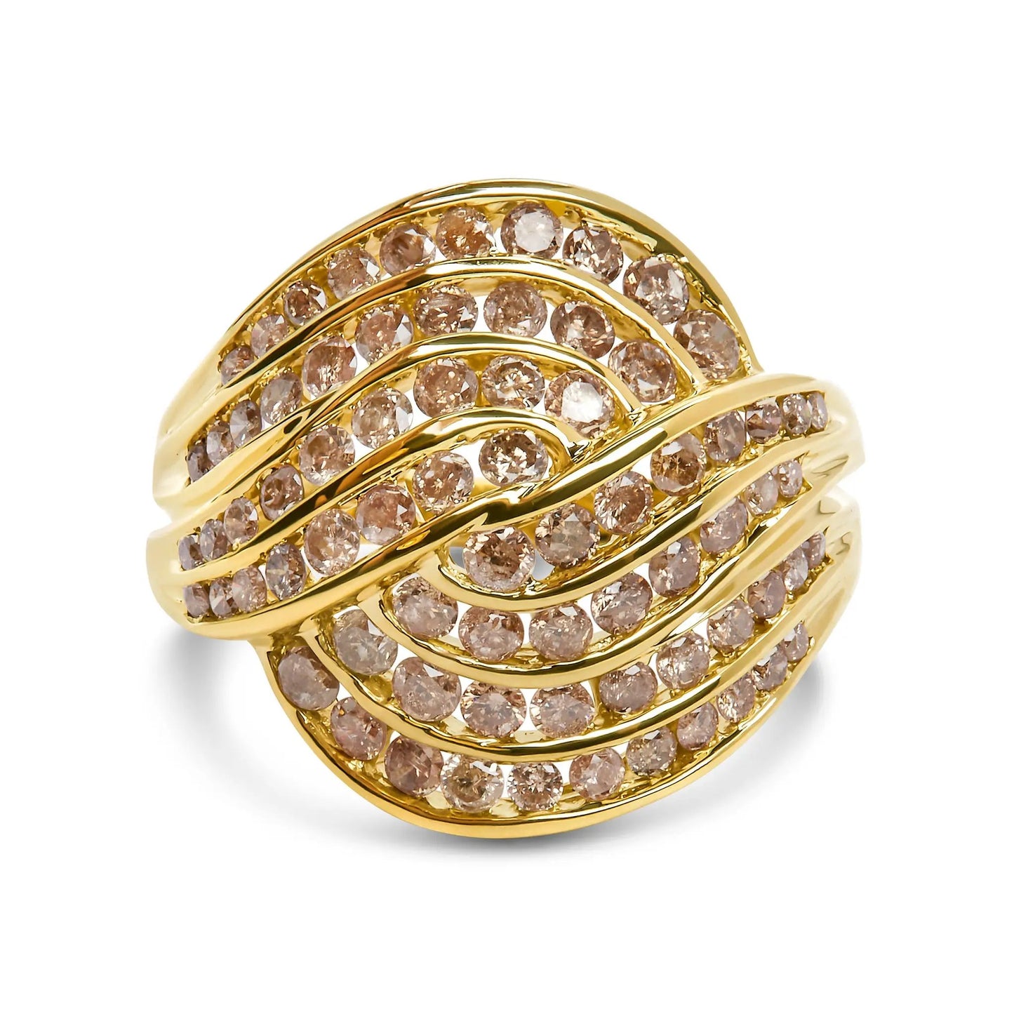 10K yellow gold diamond swirl band ring with channel-set pink diamonds size 7 on Tampa Home & Garden Store