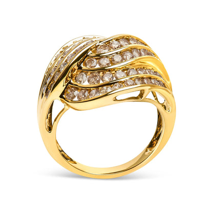 10K yellow gold diamond cocktail swirl ring with 2.0 cttw channel-set diamonds on Tampa Home & Garden Store