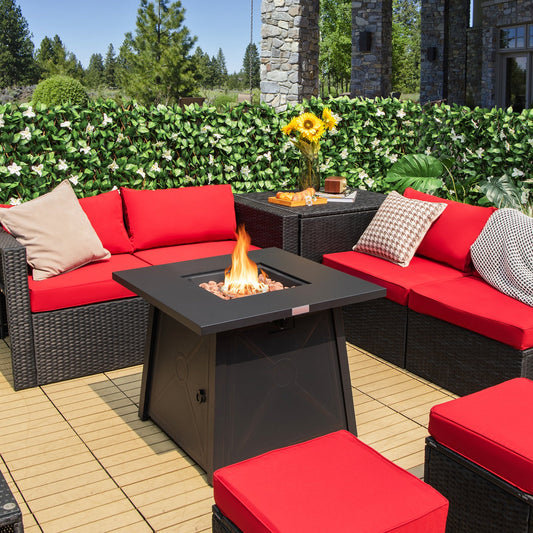 30 Inch Square Propane Gas Fire Table with Waterproof Cover - Tampa Home & Garden Store