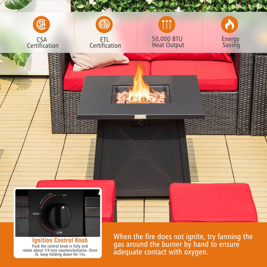 30 Inch Square Propane Gas Fire Table with Waterproof Cover - Tampa Home & Garden Store