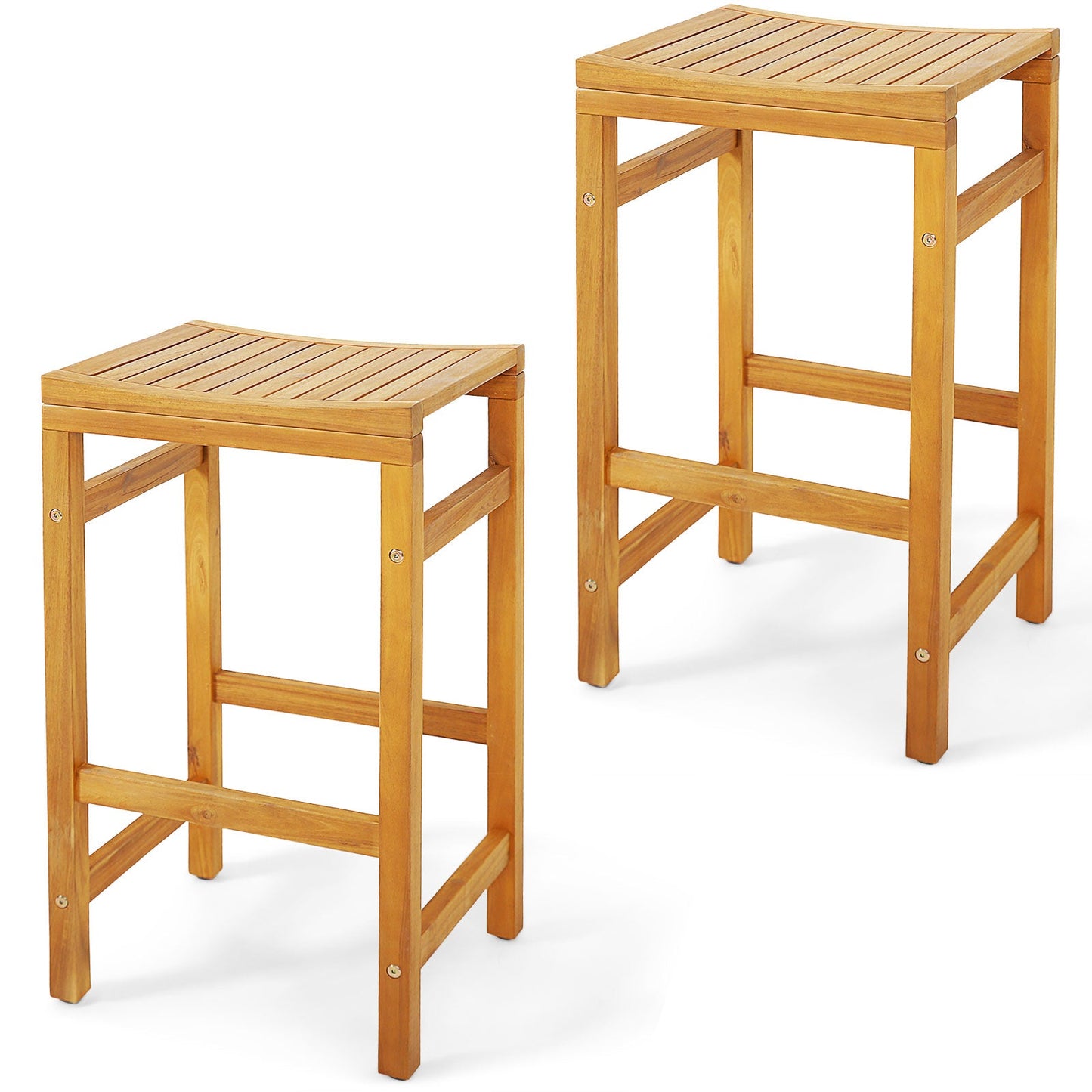 Sillas de barra de 30 pulgadas de altura con asiento en forma de silla de montar y reposapiés resistente - Juego de 2