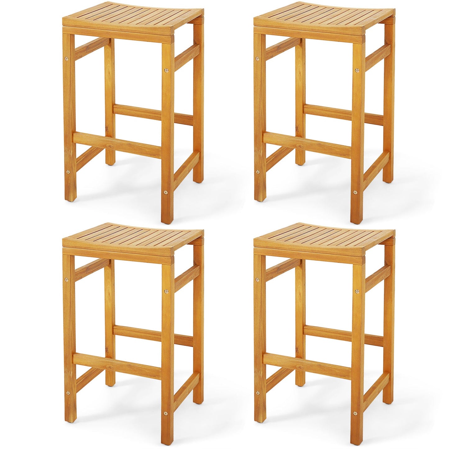 Sillas de barra de 30 pulgadas de altura con asiento en forma de silla de montar y reposapiés resistente - Juego de 2