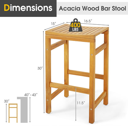 Sillas de barra de 30 pulgadas de altura con asiento en forma de silla de montar y reposapiés resistente - Juego de 2