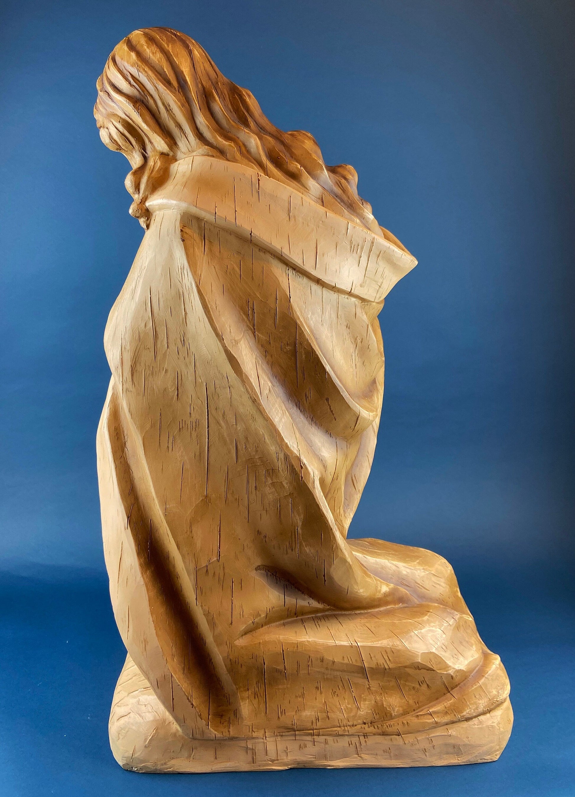30" Statue of Virgin Mary. Praying Madonna. Wood Like Texture & Color. Religious Figure. Nativity Scene. Place of Worship, Shrine Statue.. - Tampa Home & Garden Store