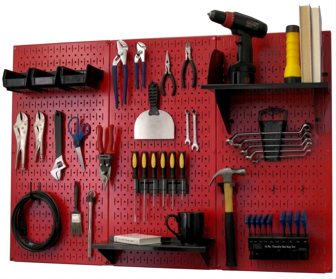 A Durable Metal Pegboard Wall Rack and Shelf
