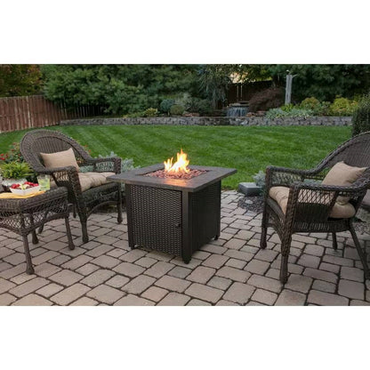 30-inch Outdoor Bronze LP Propane Gas Fire Pit with Lava Rocks and Cover - Tampa Home & Garden Store