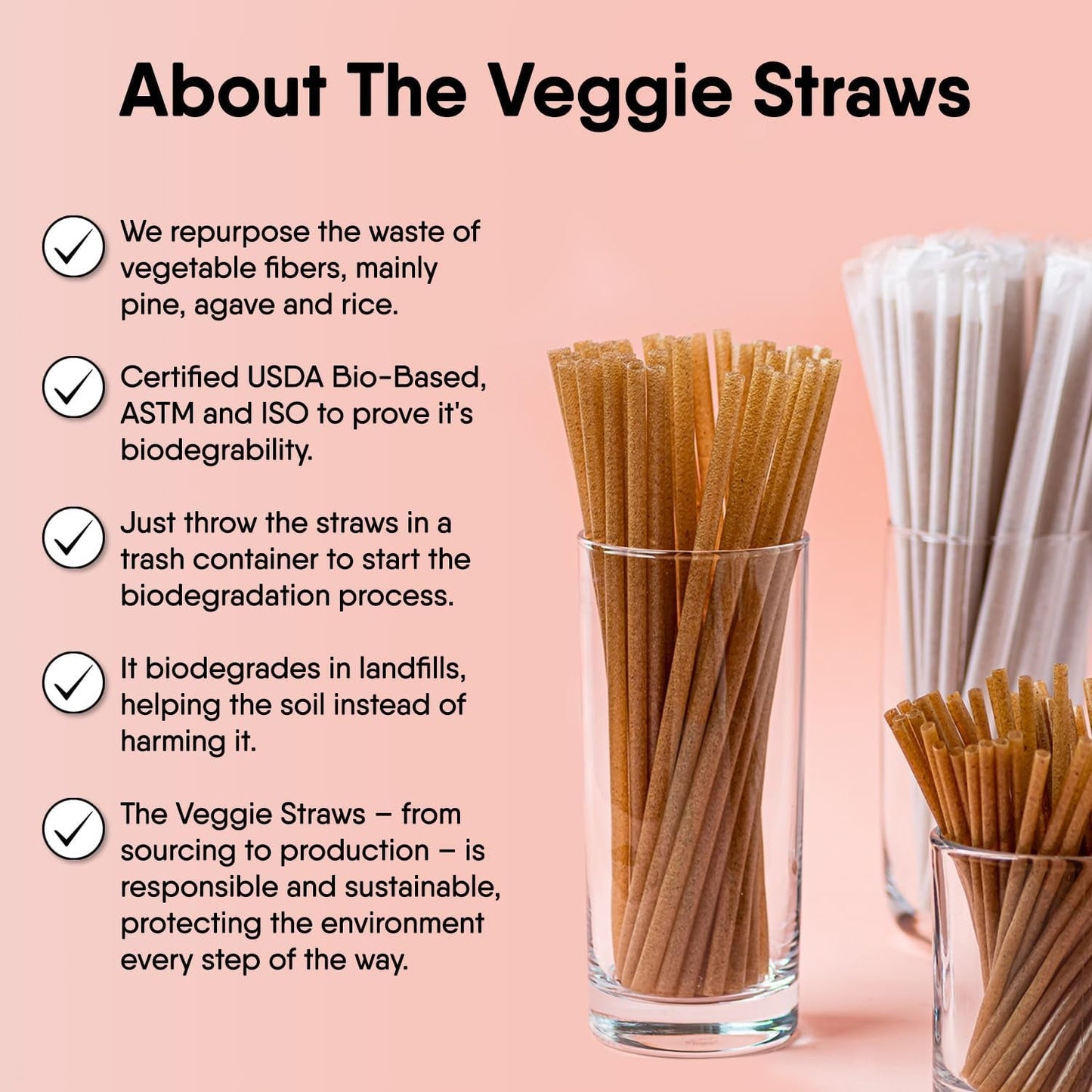 300 Individually Wrapped Eco-Friendly Drinking Straws, 8.25" Long, 6mm Diameter - Tampa Home & Garden Store