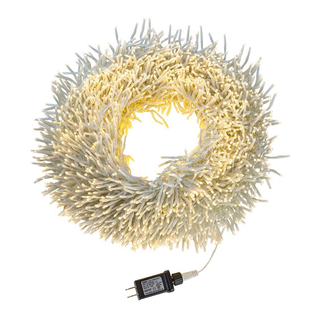 3000-Light Warm White LED White Wire Cluster Garland - Tampa Home & Garden Store
