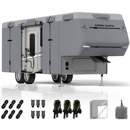 Umbrauto 5th Wheel RV Cover 7-layer top anti-UV waterproof breathable gray cover on trailer on Tampa Home & Garden Store