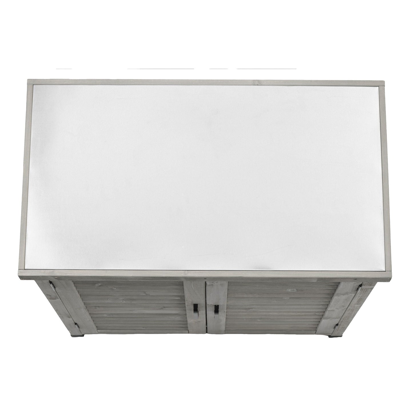 Outdoor Potting Bench With Metal Top and Cabinet